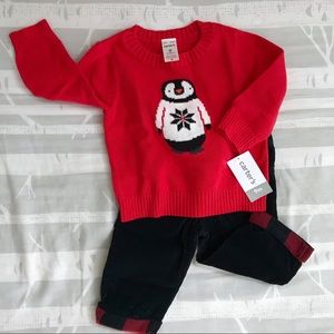 Carters baby sweater/pants holiday set